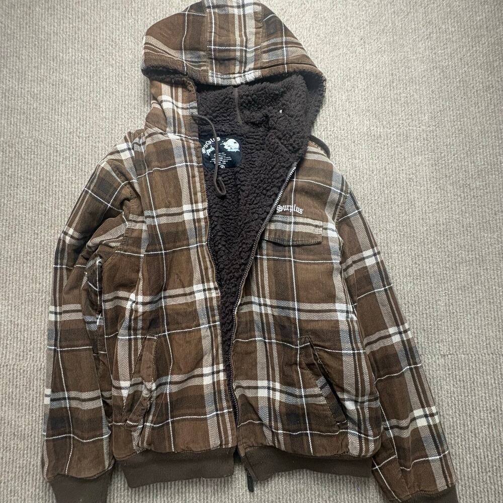 Vintage Y2K Surplus Grunge Skate Corduroy Baggy Plaid Jacket size medium
